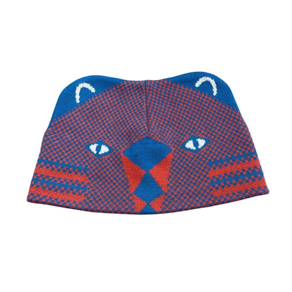 Patagonia Baby Animal Friends Beanie Hat Blue Orange Bear Cub Ears Knit OS